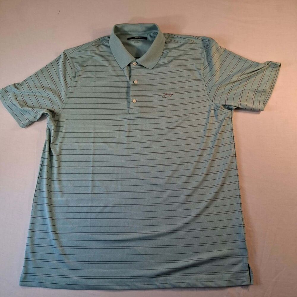 Greg Norman play dry Golf polo shirt mens xl NWOT mint green heather Striped